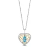 Enchanted Disney Fine Jewelry Sterling Silver and 10K Yellow Gold  With 1/6 CTTW Diamond and Swiss Blue Topaz Jasmine Heart Pendant Necklace