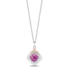 Enchanted Disney Fine Jewelry 14K Rose Gold Over Sterling Silver with 1/10 CTTW Diamonds and Created Pink Sapphire Aurora Pendant Necklace