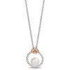 Enchanted Disney Fine Jewelry 14K Rose Gold Over Sterling Silver with 1/20 CTTW Diamonds and Fresh Water Pearl Ariel Pendant Necklace