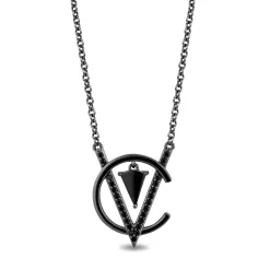 Enchanted Disney Fine Jewelry Speak of the de Vil Sterling Silver and Black Rhodium 1/5 CTTW Black Diamond and Onyx Disney Cruella Live Action Necklace