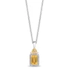 Enchanted Disney Fine Jewelry Sterling Silver and 10K Yellow Gold with 1/10 CTTW Diamonds and Citrine Belle Pendant Necklace