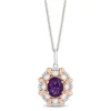 Enchanted Disney Fine Jewelry 14K Rose Gold Over Sterling Silver with 1/10 CTTW Diamonds and Amethyst and Fresh Water Pearl Little Mermaid 35th Anniversary Ariel Pendant Necklace