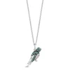 Enchanted Disney Fine Jewelry Sterling Silver with 1/20 CTTW Diamonds and London Blue Topaz Cinderella Bird Pendant Necklace