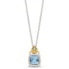Enchanted Disney Fine Jewelry 14K Yellow Gold Over Sterling Silver with 1/8 CTTW Diamonds and Swiss Blue Topaz Jasmine Pendant Necklace