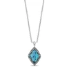 Enchanted Disney Fine Jewelry Black Rhodium Over Sterling Silver 1/3 CTTW Diamond and Special Cut Swiss Blue Topaz Jasmine Necklace