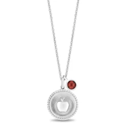 Enchanted Disney Fine Jewelry Sterling Silver with Checkerboard Garnet Snow White Pendant Necklace