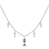 Enchanted Disney Fine Jewelry 14K Rose Gold Over Sterling Silver with 1/10 CTTW Diamonds and Amethyst Ariel Necklace