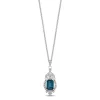 Enchanted Disney Fine Jewelry Sterling Silver with 1/5 CTTW Diamonds and London Blue Topaz Cinderella Pendant Necklace