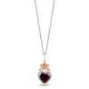 Enchanted Disney Fine Jewelry 14K Rose Gold Over Sterling Silver and 1/10 CTTW Diamonds and Garnet Snow White Heart Necklace