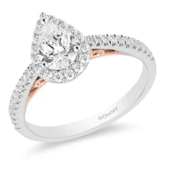 Enchanted Disney Fine Jewelry 14K White Gold and Rose Gold With 3/4 CTTW Diamond Rapunzel Engagement Ring
