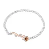 Enchanted Disney Fine Jewelry 10K Rose Gold and Sterling Silver Chain with 1/20 CTTW Belle Rose Bracelet