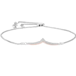 Enchanted Disney Fine Jewelry Sterling Silver and 10K Rose Gold with 1/10 CTTW Aurora Bracelet