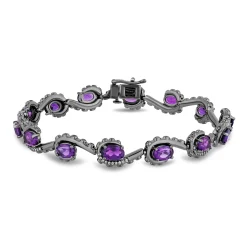 Enchanted Disney Fine Jewelry Black Rhodium over Sterling Silver with and 1/5 CTTW Diamond and Purple Amethyst Ursula Bracelet