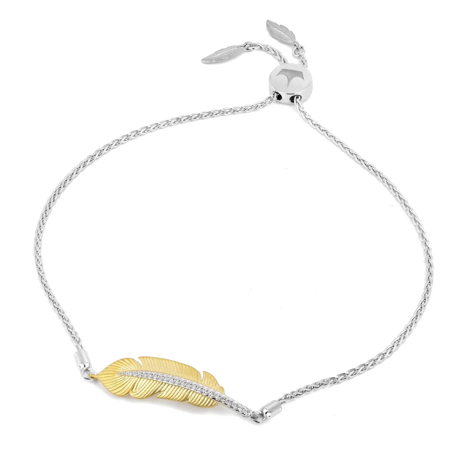 Enchanted Disney Fine Jewelry 10K Yellow Gold and Sterling Silver with 1/10 CTTW Pocahontas Bolo Bracelet