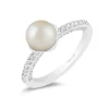 Enchanted Disney Fine Jewelry 14K White Gold with 3/8 CTTW Diamonds and Akoya Pearl Ariel Engagement Ring