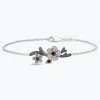 Enchanted Disney Fine Jewelry Black Rhodium over Sterling Silver with 1/7 CTTW Diamond and Red Garnet Mulan Bracelet