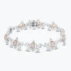 Enchanted Disney Fine Jewelry Sterling Silver and 10K Rose Gold with 1/10 CTTW Diamonds and Created Opal Cinderella Bracelet