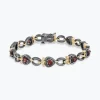 Enchanted Disney Fine Jewelry Black Rhodium and 14K Yellow Gold over Sterling Silver With 1/10 CTTW Diamond and Red Garnet Evil Queen Dagger Bracelet