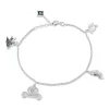 Enchanted Disney Fine Jewelry Sterling Silver and 10K Rose Gold with 1/10 CTTW Diamonds and London Blue Topaz Cinderella Charm Bracelet