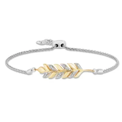 Enchanted Disney Fine Jewelry Sterling Silver and 10K Yellow Gold with 1/10 CTTW Diamonds Anna Bracelet
