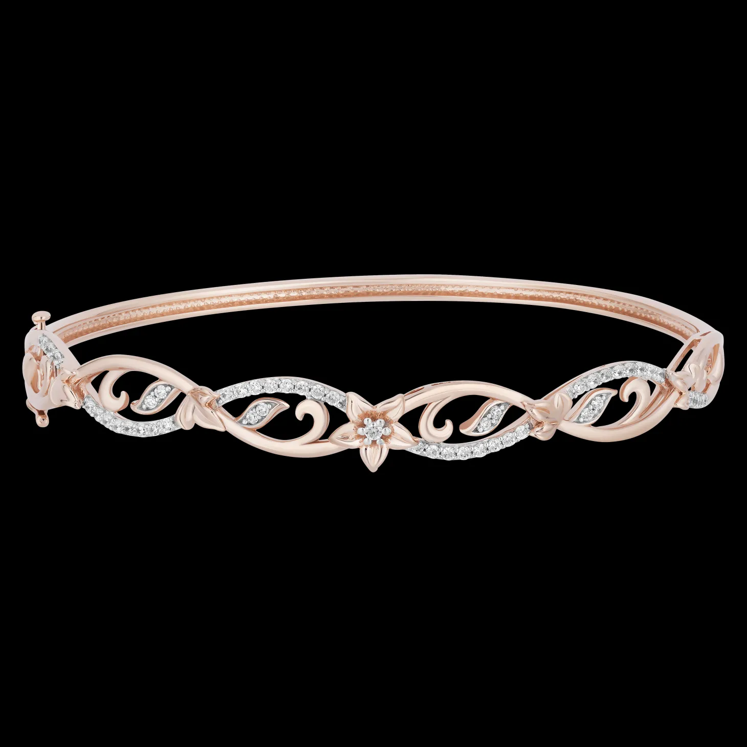 Enchanted Disney Fine Jewelry 14K Rose Gold Over Sterling Silver with 1/3 CTTW Diamonds Rapunzel Bangle