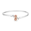 Enchanted Disney Fine Jewelry Sterling Silver and 10K Rose Gold with 1/10 CTTW Diamonds Belle Cuff Bangle