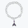 Enchanted Disney Fine Jewelry Sterling Silver with 1/20 CTTW Diamonds and Amethyst Ariel Bracelet