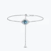 Enchanted Disney Fine Jewelry in Sterling Silver with 1/10 CTTW Diamond and Special Cut Swiss Blue Topaz Jasmine Bracelet