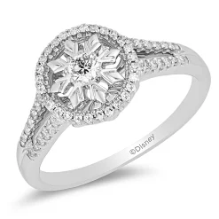 Enchanted Disney Fine Jewelry 10K White Gold with 1/4 CTTW Diamond Elsa Promise Ring