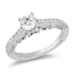 Enchanted Disney Fine Jewelry 14K White Gold with 1 CTTW Diamond Cinderella Engagement Ring