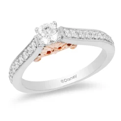 Enchanted Disney Fine Jewelry 14K White Gold and Rose Gold with 1/2 CTTW Diamond Ariel Engagement Ring