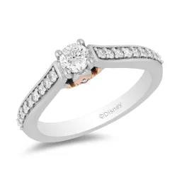 Enchanted Disney Fine Jewelry 14K White Gold and Rose Gold 1/2 CTTW Aurora Engagement Ring