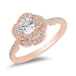 Enchanted Disney Fine Jewelry 14K Rose Gold with 1 CTTW Diamond Belle Rose Engagement Ring