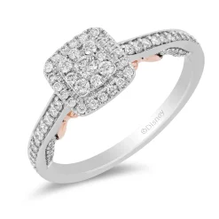 Enchanted Disney Fine Jewelry 14K White Gold and Rose Gold with 1/2 CTTW Diamond Belle Engagement Ring
