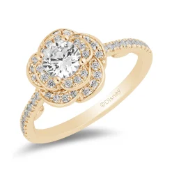 Enchanted Disney Fine Jewelry 14K Yellow Gold with 1 CTTW Diamond Belle Rose Bridal Ring