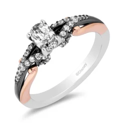 Enchanted Disney Fine Jewelry 14K White Gold and Rose Gold with Black Rhodium Ursula Engagement ring with 1/2 CT Oval Center and 3/4 CTTW Diamonds