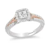 Enchanted Disney Fine Jewelry 14K White Gold and Rose Gold with 3/4 CTTW Diamonds Aurora Engagement Ring