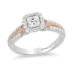 Enchanted Disney Fine Jewelry 14K White Gold and Rose Gold with 3/4 CTTW Diamonds Aurora Engagement Ring