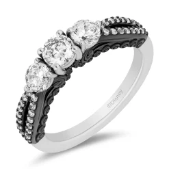 Enchanted Disney Fine Jewelry 14K White Gold with Black Rhodium Ursula Three Stone Engagement ring with 1 1/4 CTTW Diamonds