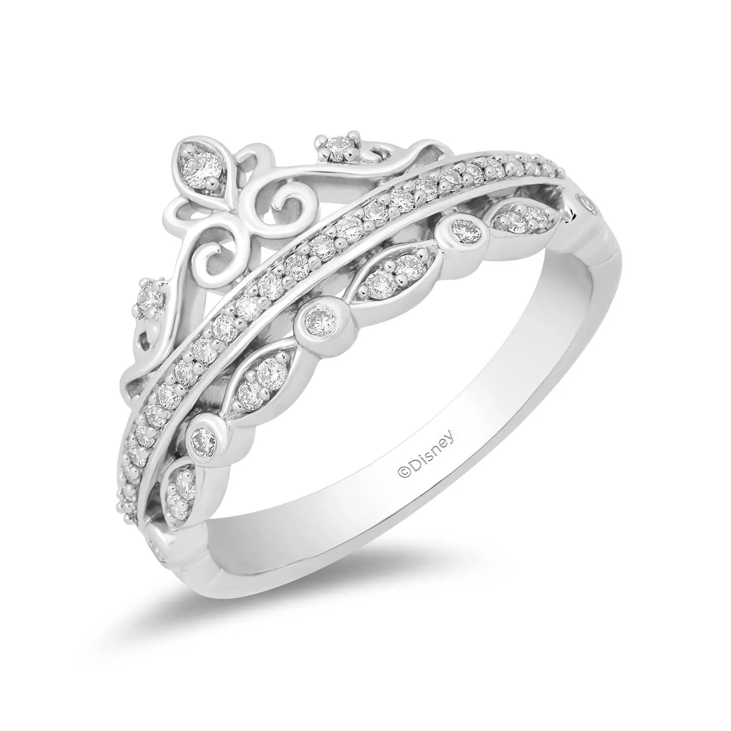 Enchanted Disney Fine Jewelry Sterling Silver with 1/4 CTTW Diamond Majestic Princess Ring