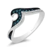 Enchanted Disney Fine Jewelry Sterling Silver with 1/4 CTTW Blue and White Diamond Moana Wave Ring
