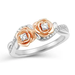 Enchanted Disney Fine Jewelry 14K Rose Gold Over Sterling Silver 1/6 CTTW Belle Rose Fashion Ring