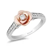 Enchanted Disney Fine Jewelry Sterling Silver And 10K Rose Gold 1/5 CTTW Belle Ring