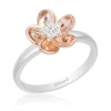 Enchanted Disney Fine Jewelry Sterling Silver and 10K Rose Gold 1/15 CTTW Diamond Mulan Ring