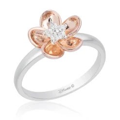 Enchanted Disney Fine Jewelry Sterling Silver and 10K Rose Gold 1/15 CTTW Diamond Mulan Ring