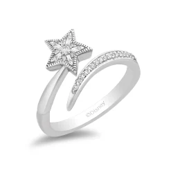 Enchanted Disney Fine Jewelry Sterling Silver with 1/8 CTTW Diamonds Tinker Bell Fashion Ring