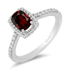 Enchanted Disney Fine Jewelry 14K White Gold and Rose Gold with 1/3 CTTW Diamonds and Garnet Snow White Engagement Ring