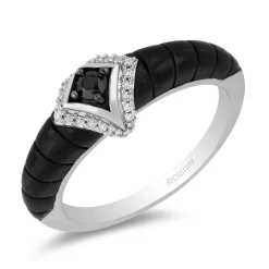 Enchanted Disney Fine Jewelry Sterling Silver with Black Rhodium 1/6 CTTW Maleficent Horn Ring