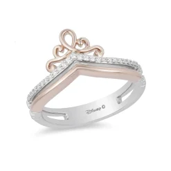 Enchanted Disney Fine Jewelry Sterling Silver and 10K Rose Gold 1/10 CTTW Majestic Princess Ring