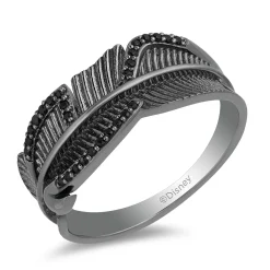 Enchanted Disney Fine Jewelry Black Rhodium Over Sterling Silver 1/10 CTTW Maleficent Villain Ring